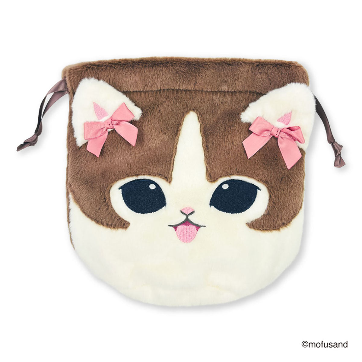 mofusand フェイス巾着 フリル(ピンク)
