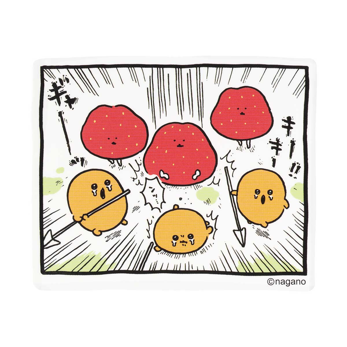 ナガノキャラクターズ スマホに貼れるサイズのステッカー（もぐらコロッケといちご）