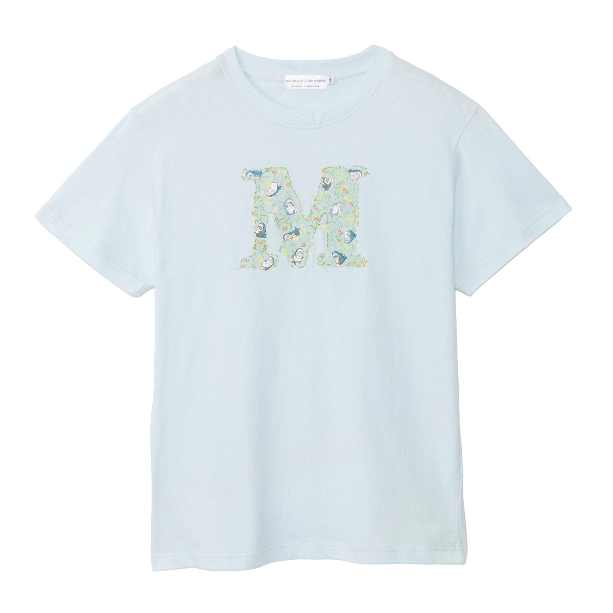 mofusand×日比谷花壇 Tシャツ ボタニカル ペールブルー