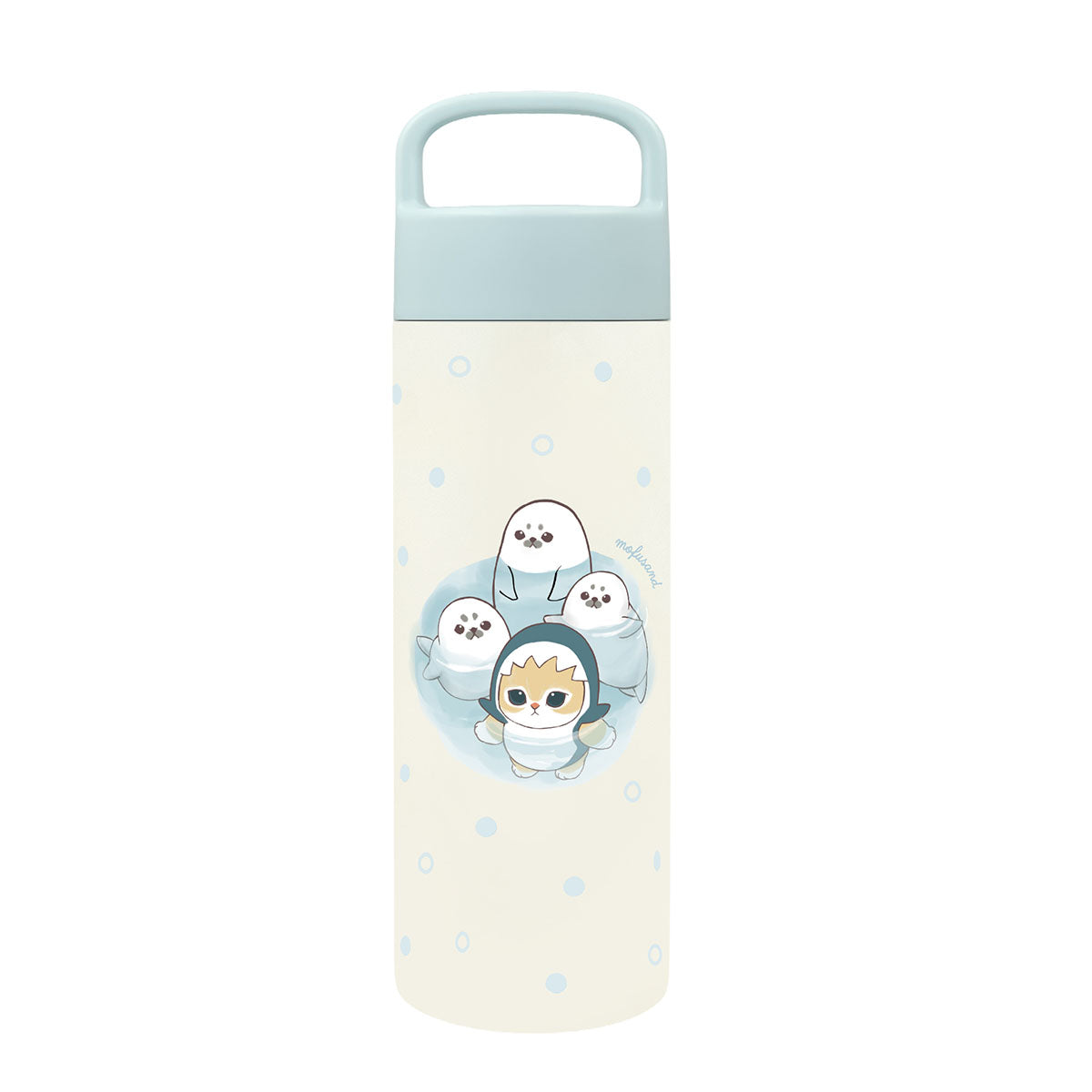 mofusand ハンドル付きステンレスボトル500ml(パステルサメにゃん／ドット)