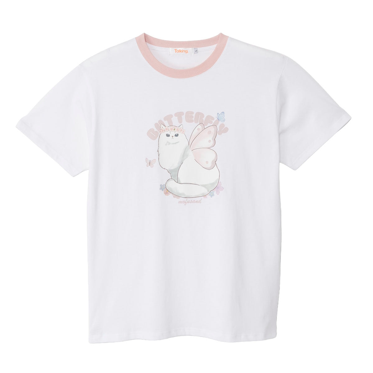 mofusand ちょうちょにゃん Tシャツ ももはねにゃん ホワイト