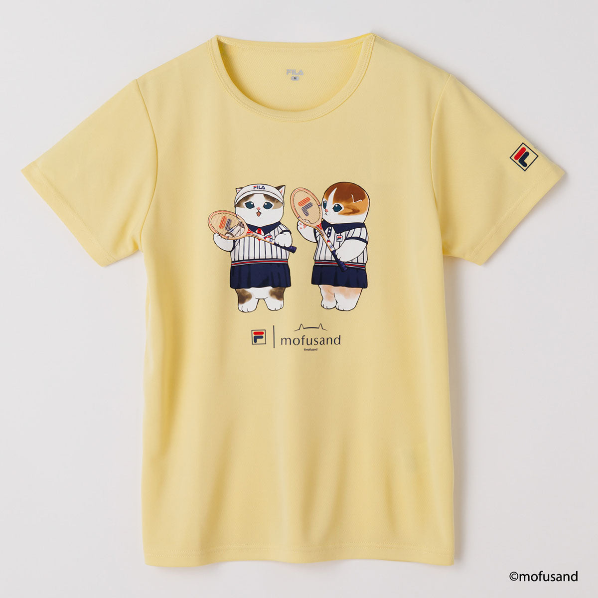 mofusand×FILA S／S T-shirts(L.YELLOW・pair cats)