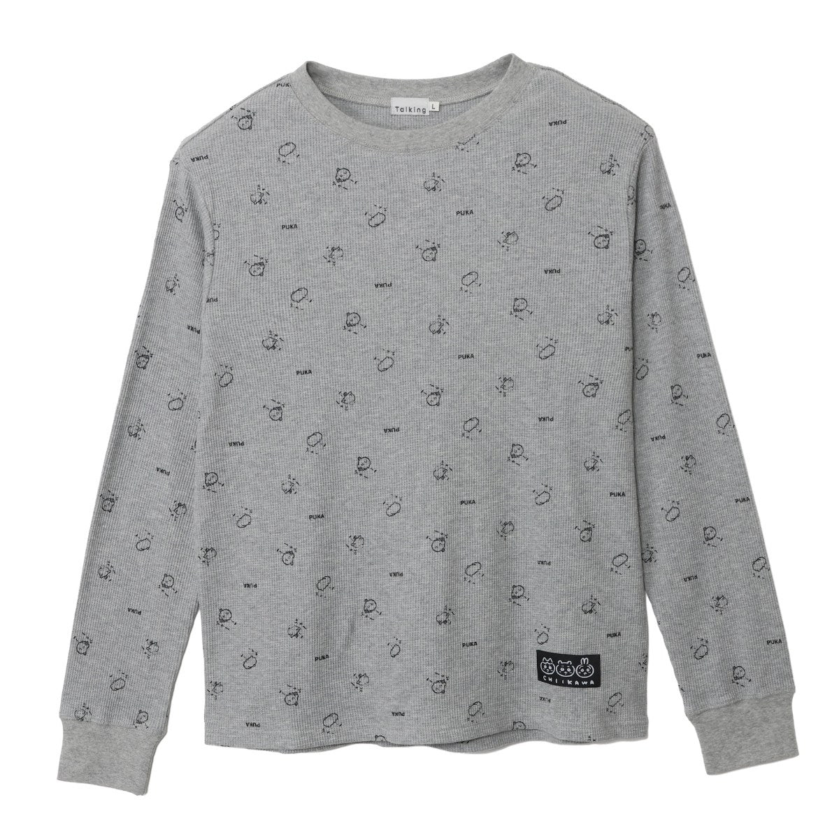 ちいかわ ワッフル長袖Tシャツ プカー グレー